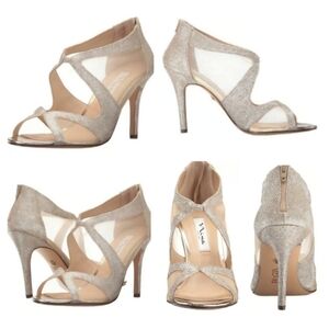 New Nina Women's Cordela Dress Sandal Soft Silver Sparkly Heels, 10
